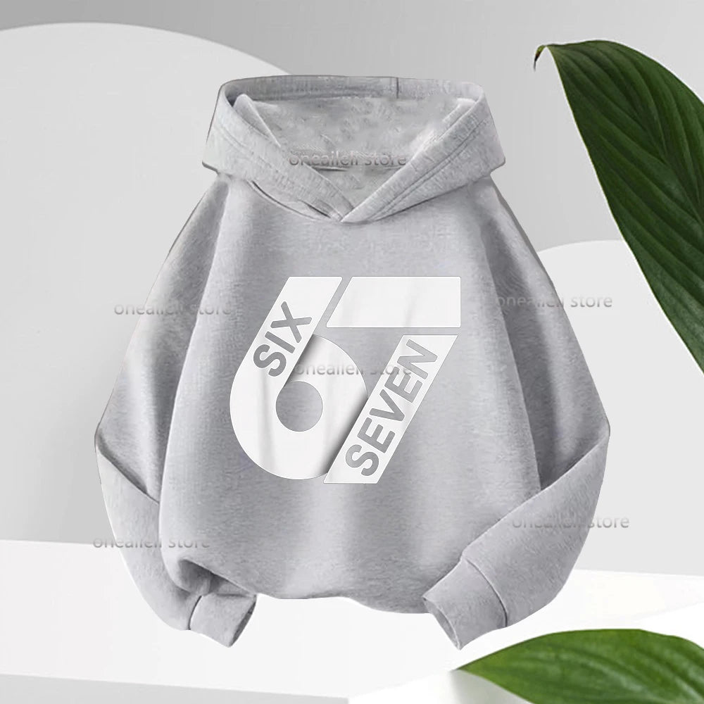 Graphic Funny 67 Kid Hooded Pullover Sweater Comfortable Stylish Street Style Long-sleeved Children's Wear Boy Girl Hoodies