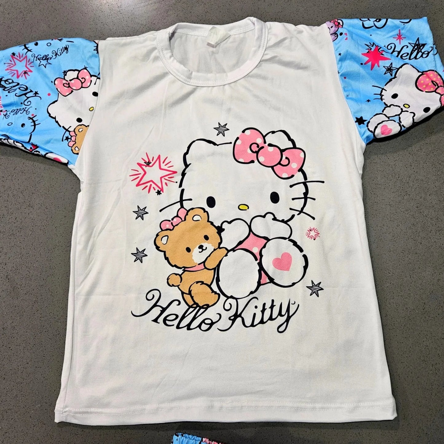 Girls Hello Kitty Blue Bears Pajamas 2pc Pants Set size,Adult/Children's Couple Outfit