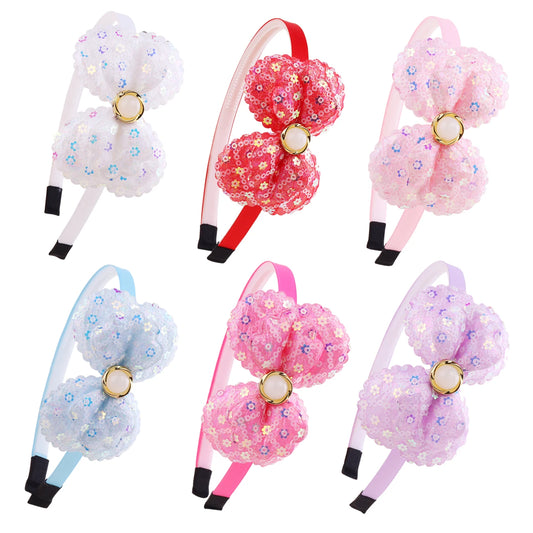 Large Shiny Bow Headbands for Baby Girls, Glitter Headbands with Pearl for Kids, Sparkling Accessories for Toddlers