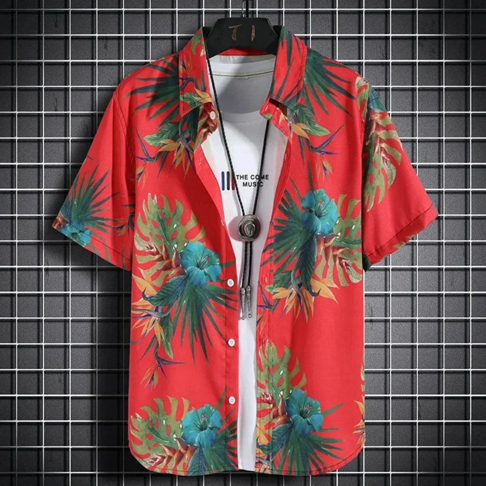 Hawaiian Shirt Boy Summer New Floral 3D Printed Blouse Casual Vacation Beach Loose Boy Shirt Outdoor Comfortable Children's Tops