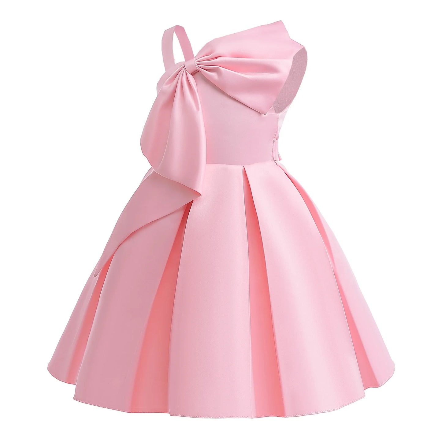 Girls Black Dress Children's Clothing Pink Solid Color Single-Shoulder Dress Fashionable Princess Dress Birthday Evening Dress