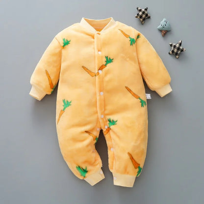 Baby Boy Autumn Winter Warm Pajamas 0-18 Months Infant Girl Flannel Comfortable Jumpsuit Kid Soft Skin-friendly Outwear Romper