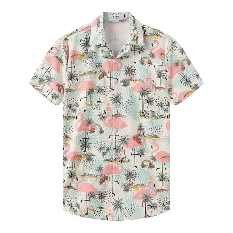 Men's Hawaiian shirt: casual summer button up short sleeved beachwear