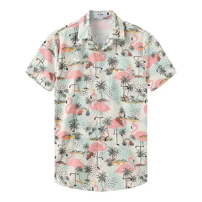 Men's Hawaiian shirt: casual summer button up short sleeved beachwear