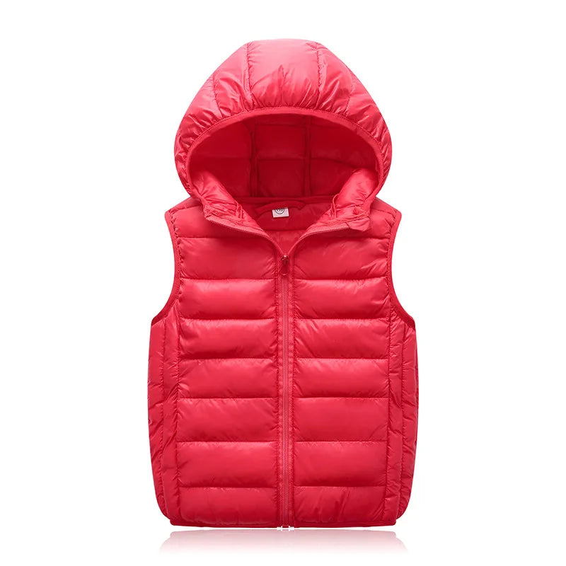 2025New Children Down Vest Girls Hooded Jacket Winter Waistcoats Boy Baby Autumn Outerwear Coats 3-12 Years Kids Warm Clothes