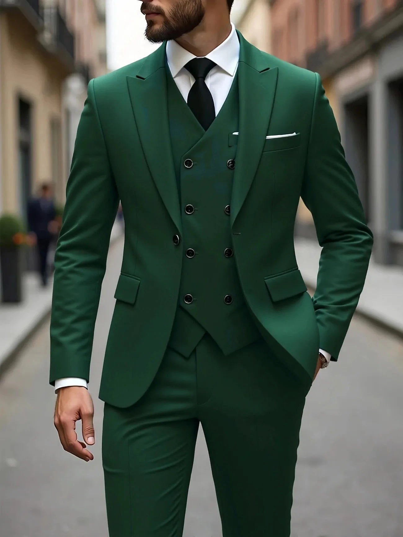 Men's Three-Piece White Suit, Anti-Wrinkle, No-Iron, Anti-Stick Fur Business Formal Suit, Four-Season Workplace Work Clothing Dr