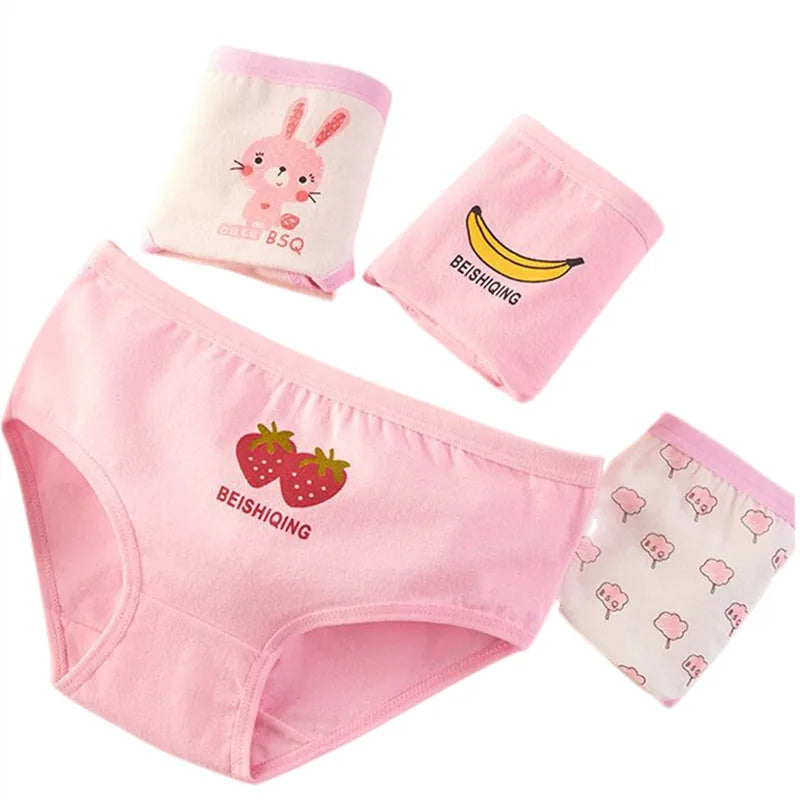 Girls Briefs Fine Cotton Underwear Cute Prints Panties Kids Breathable Soft Healthy Underpants Girls Boxer 4pcs/Lot Size 3-10T