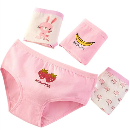 Girls Briefs Fine Cotton Underwear Cute Prints Panties Kids Breathable Soft Healthy Underpants Girls Boxer 4pcs/Lot Size 3-10T