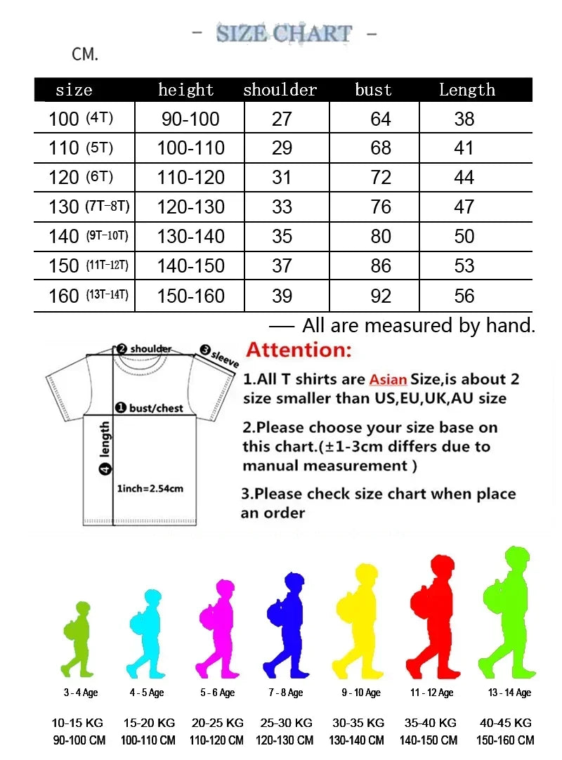 Girls Boys Short Sleeve T Shirts Kids Pure Cotton Summer Oversized Tops Children Teens Solid Casual Crewneck Basic Tees 3-14Y