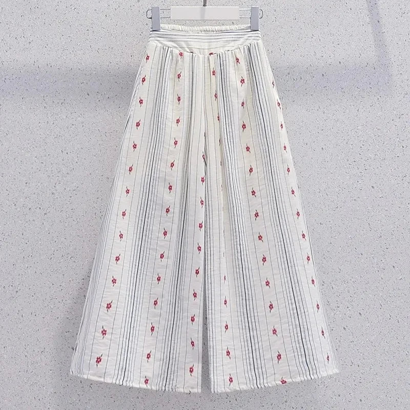 Summer Teenage Girls Clothes Set Children O-Neck Tshirt and Wide-leg pants Suit Student School Short Sleeve Top Bottom Outfits