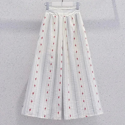 Summer Teenage Girls Clothes Set Children O-Neck Tshirt and Wide-leg pants Suit Student School Short Sleeve Top Bottom Outfits