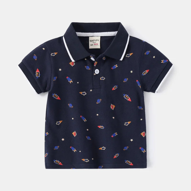 Baby Boy Clothes Summer Short Sleeve Children's Polo Shirts Toddler Kids Cotton T-shirts Boys Lapel Cartoon Tees Kids Sport Tops