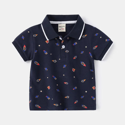 Baby Boy Clothes Summer Short Sleeve Children's Polo Shirts Toddler Kids Cotton T-shirts Boys Lapel Cartoon Tees Kids Sport Tops