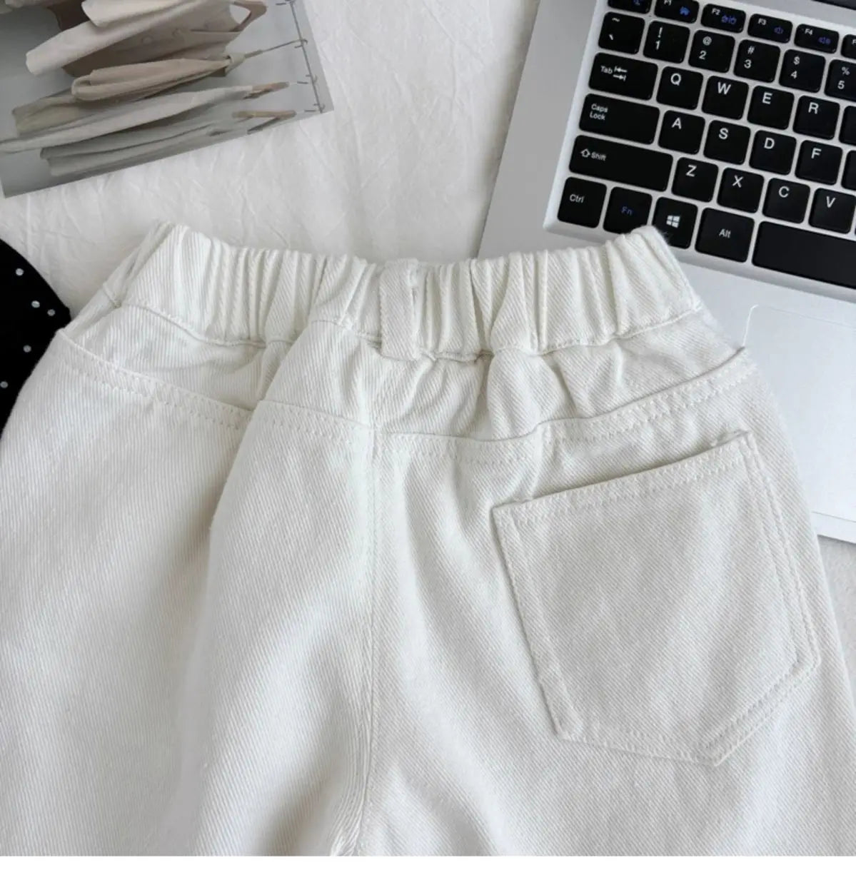 Girls Wide Leg Pants Spring Autumn Fashion Children's White Jeans Comfortable Fit Kids' Trousers