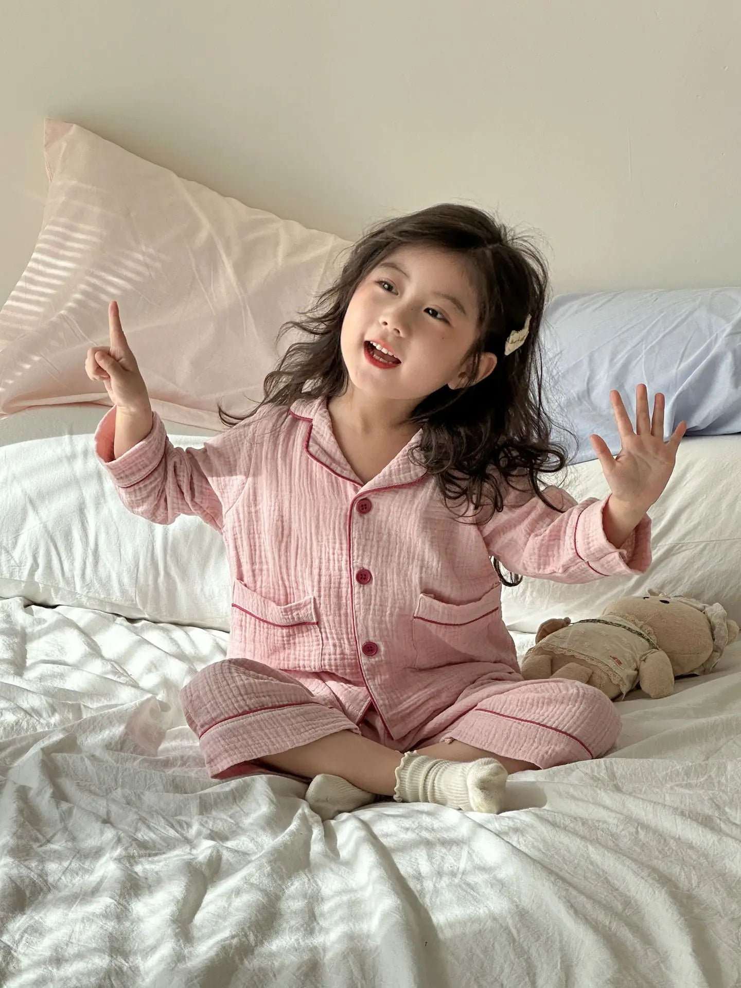 2PCS Children Pajamas Set 2025 New Spring Autumn Girls Long Sleeved Sleepwear Suit Boy Cotton Loungewear 1-8y Baby Kids Homewear