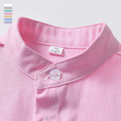 Girls' School Uniform,Long/Short Sleeve Blouse,Single Breasted High Collar Boys Shirts,Formal Kids Button-Down Gentleman Tops