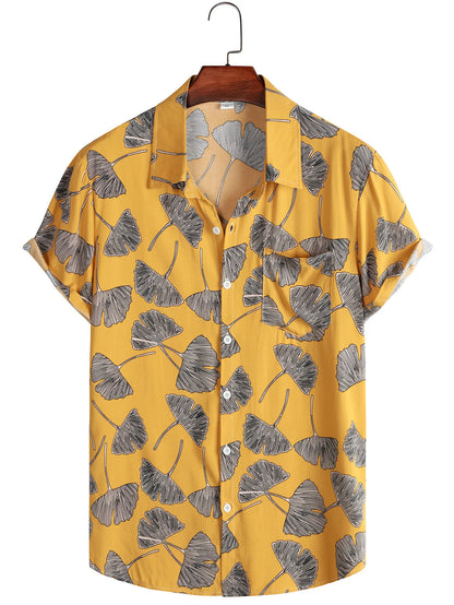Men's Summer Hawaiian Style Loose Short Sleeve Casual Shirts Fashion 3D Print Vacation Beach Shirt Tops Breathable Blouses Male