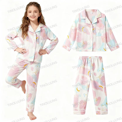 Soft Cotton Pajamas for Girls Cartoon Animal Print Pyjama Sets Children's Pijamas Sleepwear Suit Kid Long Sleeve Loungewear