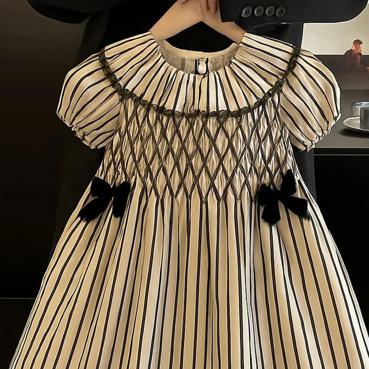 Girls' Dress 2025 Summer New Style Dress Striped Short Sleeve Daily Skirt Pure Cotton Fashion and Comfortable Kids Dress