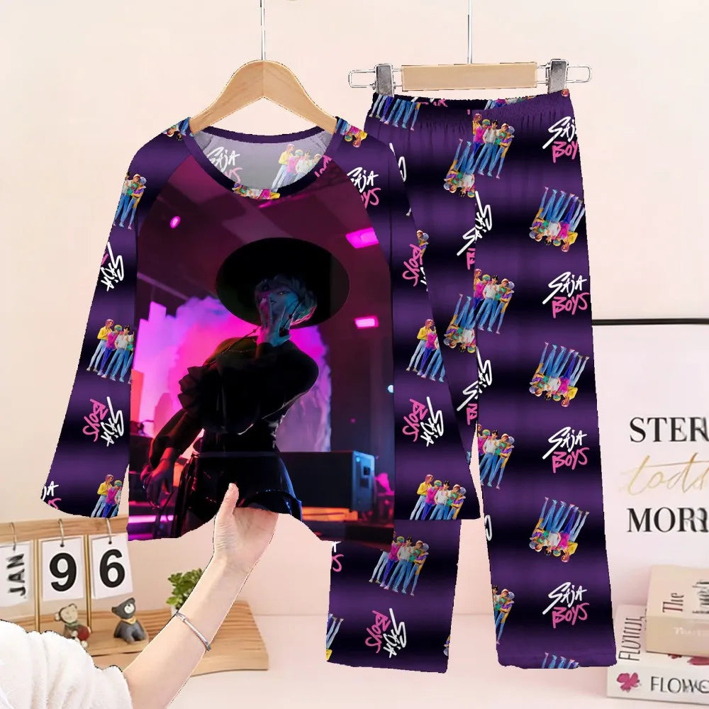 Girls Pajamas Sets Spirng Kpop Kids Long Sleeve Sleepwear Children's Pyjamas Boys Girls Cartoon 2pcs Homewear Clothes Loungewear