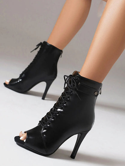 Women's Fashion Summer Party Outdoor Boots Sexy stilettos High Heels Women Latin dance heels shoes Black For Ballroom