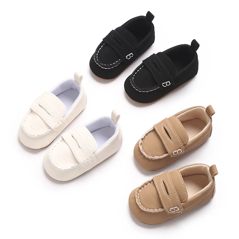 First Walking Shoes for Baby Boys Delightful Solid Color Slip-On Loafers Ligh Casual Sneakers