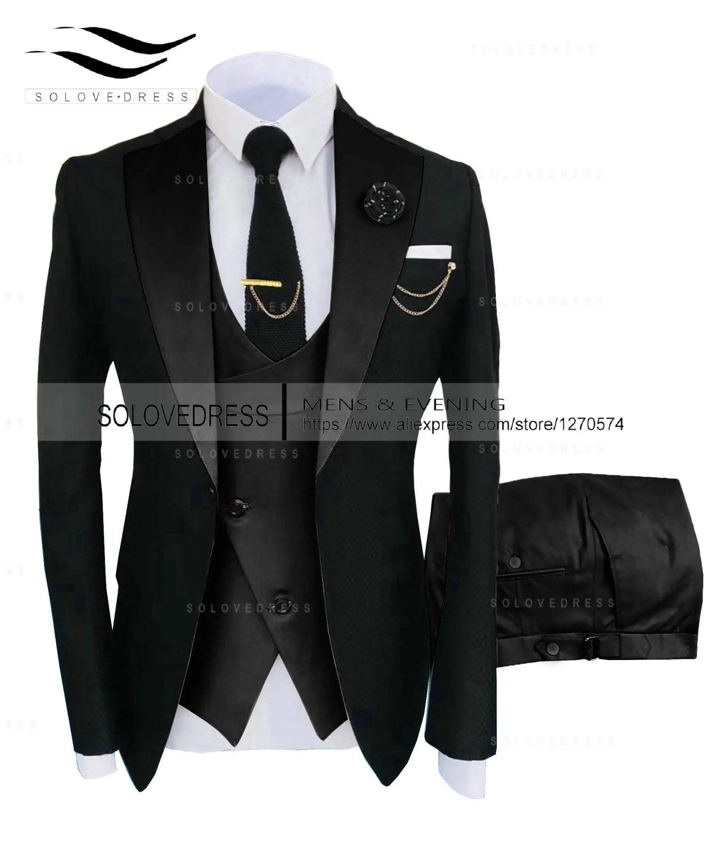 ( Jacket + Vest + Pants )Suits for Mens 2024 Casual Business Suit High-end Social Formal Suit 3 Pcs Set Groom Wedding Men