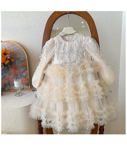 Baby Girls Clothing 2025 Autumn and Winter New Item Beautiful Dress Solid Color Pretty for Little Girls