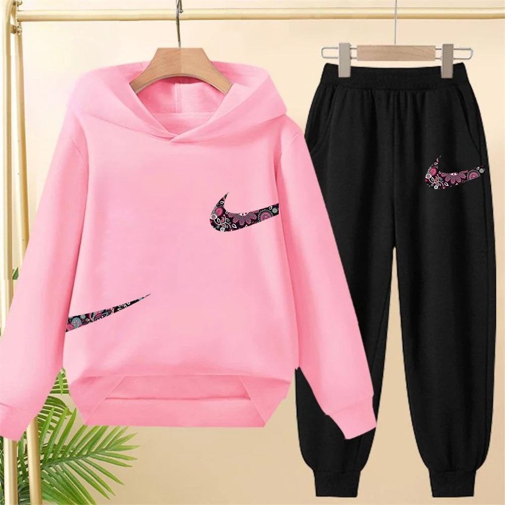 Children's Hoodie Coat +Pants black Children Boys Girls Hoodie Tops Leisure Sweatshirr Toddler 3-12 Year new fashion Clothing