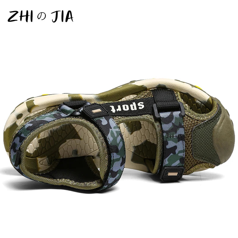 Children's Summer New Sandals Boys Fashion Camouflage Mountaineering Anti slip Sandals Outdoor Leisure Sports Slippers 28-40