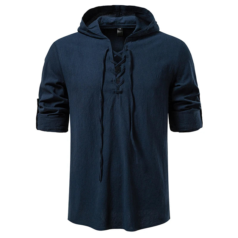 Men Long Sleeve Shirts Drawstring Style Mens Dress Shirts Hoody Casual Male Clothes Chemise Hemd Homme Hoodie Shirt H264