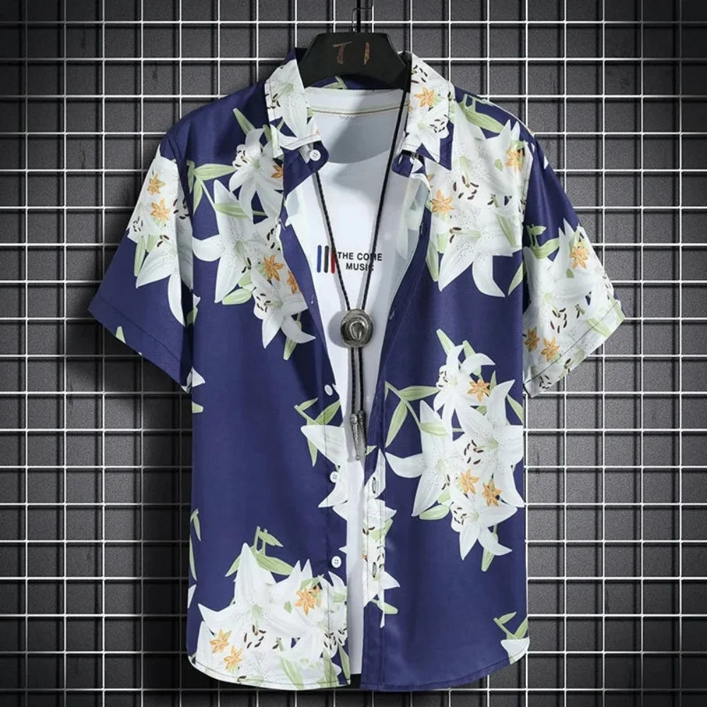 Hawaiian Shirt Boy Summer New Floral 3D Printed Blouse Casual Vacation Beach Loose Boy Shirt Outdoor Comfortable Children's Tops