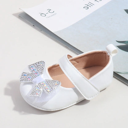 Baby Girls Shoes PU Toddler Princess Dress Shoes For Girls With Bowknot Flat Non-Slip Rubber Soles Spring Summse Infant Shoes