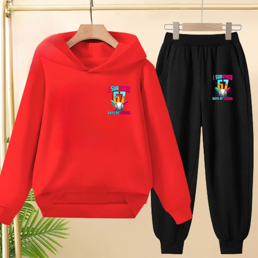 67 Children's Hoodies, 2 Pieces for Boys and Girls Aged 3-12, Comfortable Casual Hoodie+pants, Pullover, Hooded Sportswear