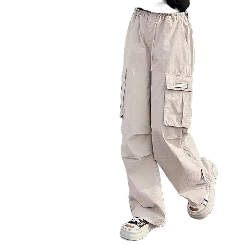 Girls Cargo Pants Kids Solid Color Pant Teenage Fashion Trousers 2026 Spring Autumn Children's Clothing Sports Wear