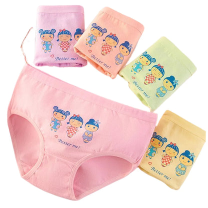Girls Briefs Fine Cotton Underwear Cute Prints Panties Kids Breathable Soft Healthy Underpants Girls Boxer 4pcs/Lot Size 3-10T