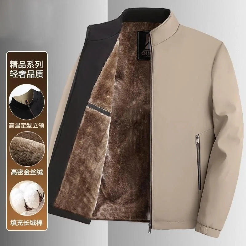 New Autumn and Winter Coats for Men Casual Cotton Coats, Stand Collar Cotton Thickening Loose and Versatile Jackets for Men