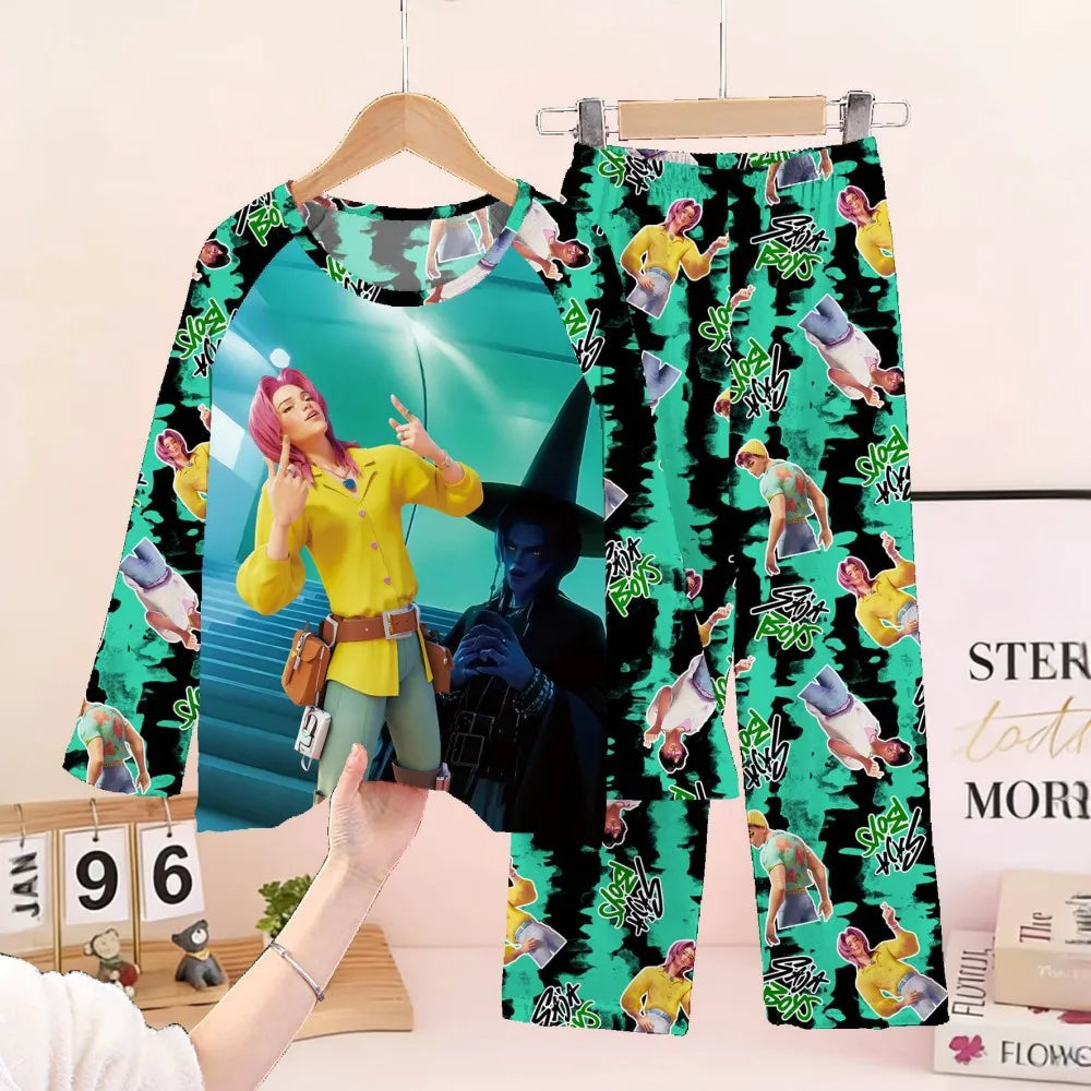 Girls Pajamas Sets Spirng Kpop Kids Long Sleeve Sleepwear Children's Pyjamas Boys Girls Cartoon 2pcs Homewear Clothes Loungewear