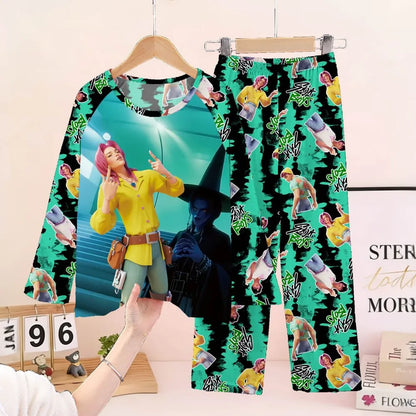 Girls Pajamas Sets Spirng Kpop Kids Long Sleeve Sleepwear Children's Pyjamas Boys Girls Cartoon 2pcs Homewear Clothes Loungewear