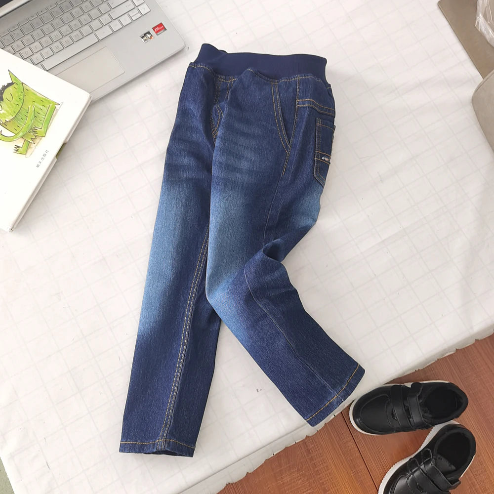 IENENS Teen Boy Clothes Straight Slim Casual Jeans For 4-10 Years Old Spring Fall Kids Denim Pants
