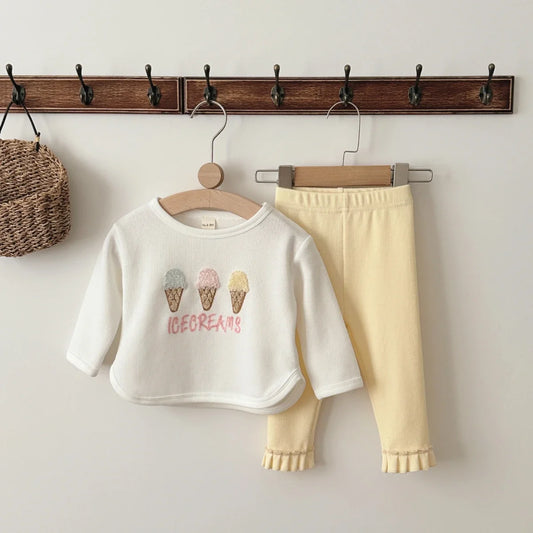 Baby Girl Clothes New Design Fashion Spring Fall Three Sweet Tube Patchwork Long Sleeves Pant Cotton Two-piece Set