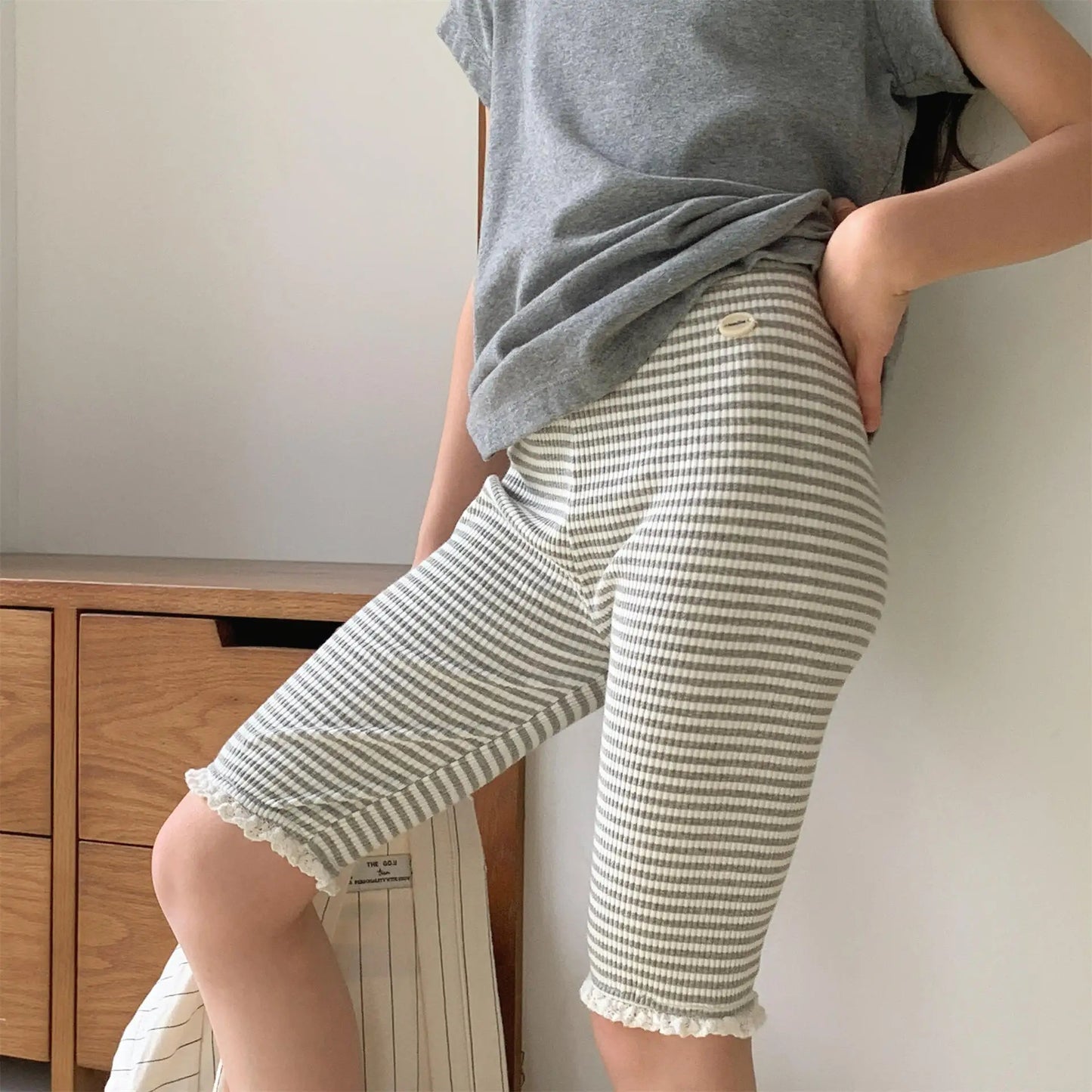Girls Striped Shorts 1-6 Years Summer New Children Cotton Leggings For Kids Girl Lace Shorts Casual Baby Cute Clothes Clothing