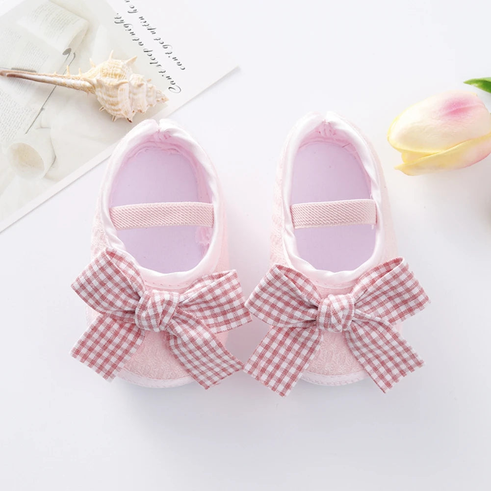 Baby Girls  Flats with  Infant Non-Slip Soft Sole Cute Bowknot Shoes Newborn Princess Wedding Shoes Toddler First Walkers 0-12M