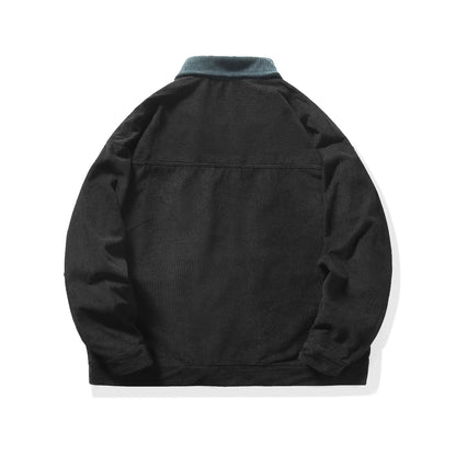 Men Coat Spring Autumn Contrast Color Turn Down Collar Male Outerwear Long Sleeve Pocket Loose Breathable Casual Man Jacket
