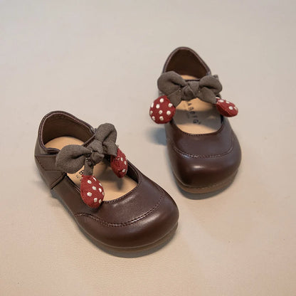 Baby Girls Leather Shoes with Cute Bow 2026 New Spring Autumn Toddler School Dance Flats Soft Sole Chic Princess Party Dress Up