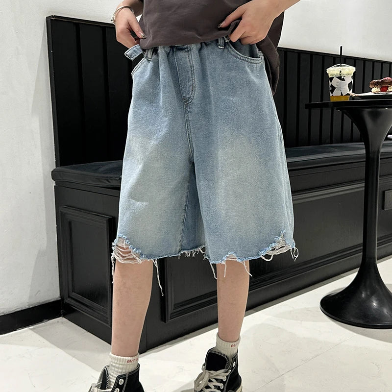 Girls' Denim Shorts for Kids Lightweight Five-Inch Loose-Fit Summer Pants for Big Kids Stylish Children's Shorts