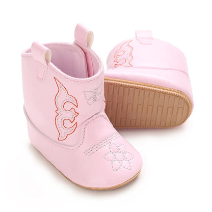 Boys and Girls Baby Boots Soft Bottom Non-slip Baby Foreign-style Western Cowboy Leather Boots Baby Shoes
