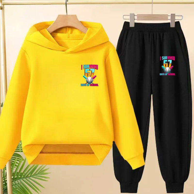 67 Children's Hoodies, 2 Pieces for Boys and Girls Aged 3-12, Comfortable Casual Hoodie+pants, Pullover, Hooded Sportswear