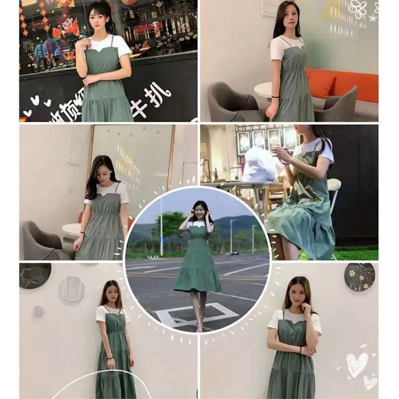 Fashion 10 12 14 16 Years Teenage Girls Dress Back To School Casual Style Large Sizes Suspenders One-piece Girl's Summer Dresses