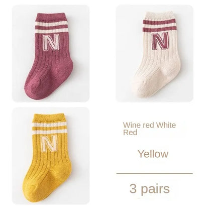 3 Pairs Baby Socks Kids Cute Newborn Boys Socks Toddler Girl Children Anti Slip Sock Cotton Infant Accessories Clothes for 0-5y